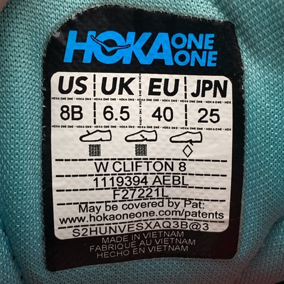 Hoka One Clifton 8 Blue Road Running Shoes Women’s Sz 8B - Picture 5 of 10